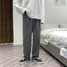 裤子男宽松韩版潮流阔腿坠感拖地休闲裤复古直筒西裤男KZ120，男装西裤，星座601-1