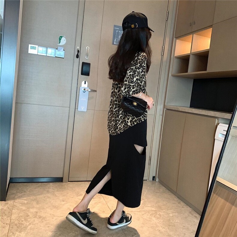 切割开叉半裙，女装半身裙，XTZ style