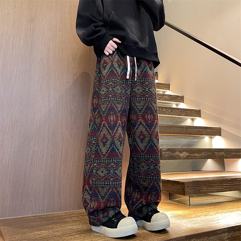 8XL-M羊羔绒裤子男冬季加绒加厚民族风重磅针织棉裤大码KZ023P78,男装民族服装,电商B312