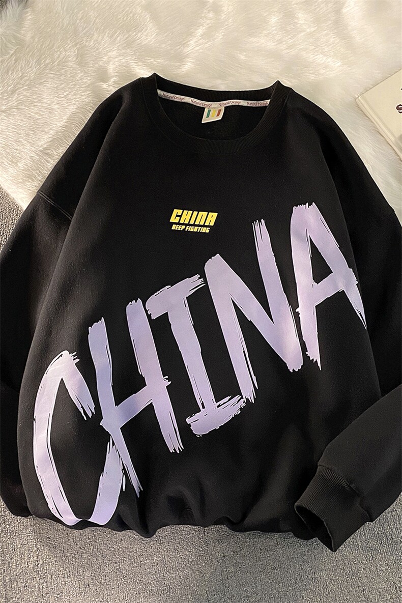EY14春季新款港风宽松男女China圆领长袖套头卫衣情侣装P38,男装卫衣,电商C306-1