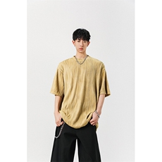 8XL-M特大码夏季短袖冰丝皱感透气T恤男潮垂感宽松半袖DX305P45，男装T恤，电商D206-1