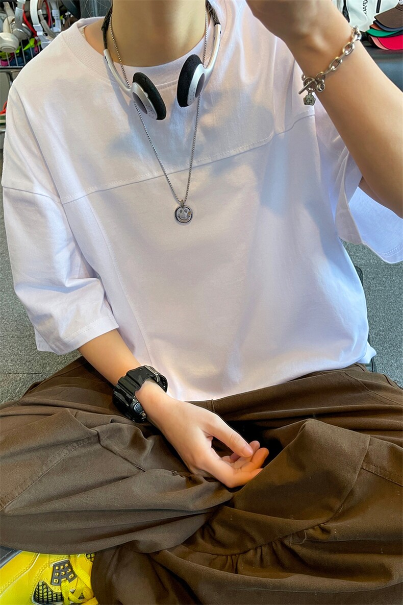 美式风套头短袖T恤男女宽松型简约显瘦纯棉圆领上衣T3610-特价P25,男装T恤,电商A007