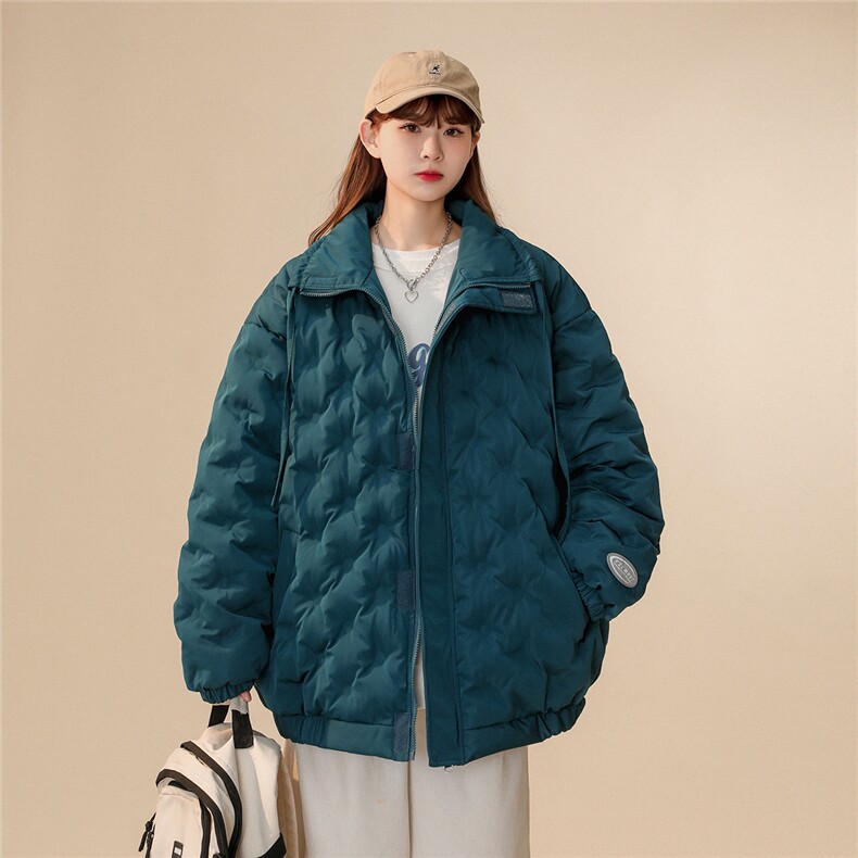 1定制面料中性风棉衣大码M-5XL半高领棉衣男外套女8707P125控168图片