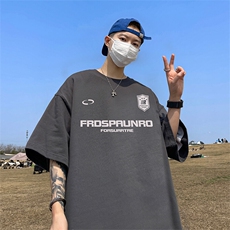 抖音得物二开现货220克夏装重磅美式高街宽松短袖t恤MT125，男装T恤，电商A486-1
