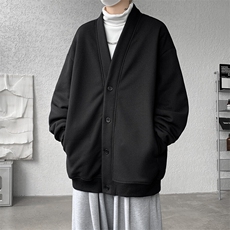 M~8XL大码重磅开衫卫衣秋冬加绒加厚保暖V领外套KS2101/P60加绒80，男装卫衣，电商B238