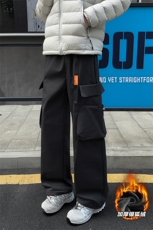 保暖加厚银狐绒冲锋裤男女同款大码直筒裤K1229J加绒-特P45控78，男装棉衣，电商A001