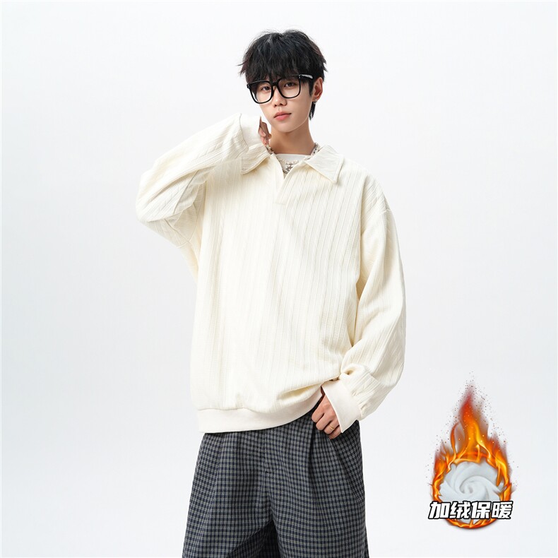 假两件卫衣男秋冬加绒加厚提花无帽打底衫宽松大码上衣WY008加绒,男装T恤,电商B312