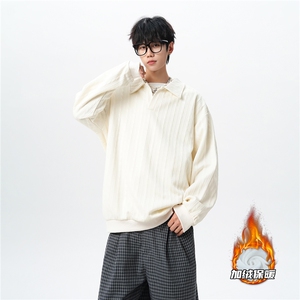 假两件卫衣男秋冬加绒加厚提花无帽打底衫宽松大码上衣WY008加绒