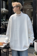 双面德绒半高领卫衣男女情侣2024秋冬潮牌英文刺绣宽松休闲T恤，男装T恤，星座505-2（原电商A260-1)