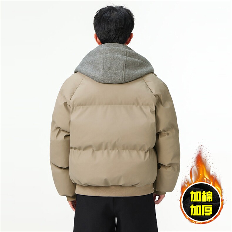 现货高品质重磅工艺美式高街假两件PU皮棉衣男女加厚棉服外套,男装棉衣,电商A443