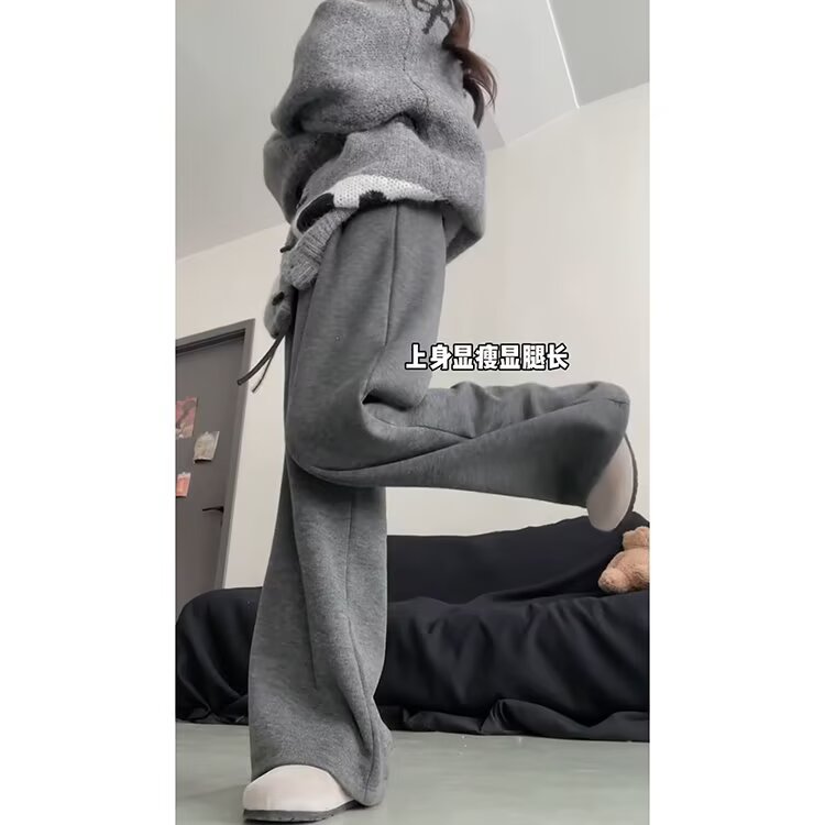 现货冬季高级感糯米加绒卫裤男士垂感阔腿裤休闲裤子LA6499-P44,男装休闲裤,星座1008