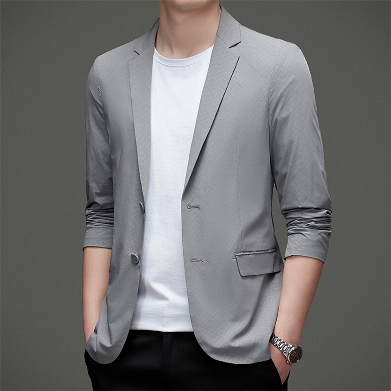 商务休闲时尚西装外套2023秋季新款中年男士修身西服爸爸装上衣,男装西服,电商B212（原钱塘6029）