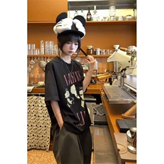 印花短袖T恤男士夏季高级感青少年重磅纯棉短款半袖美式潮流上衣，男装T恤，星座809A(原222-1)