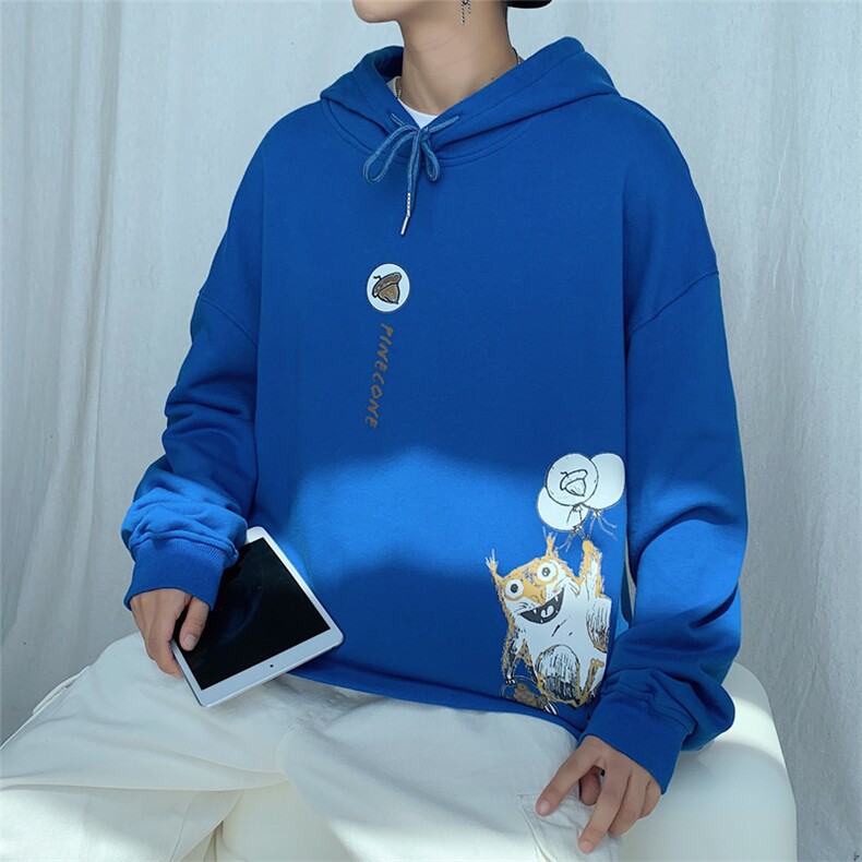 ！21春季新款男士潮流印花连帽卫衣学生大码宽松外套WY308P38,男装卫衣,电商B220