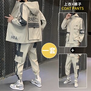 主推秋季男士套装休闲运动服帅气搭配一套工装夹克外套 D05图片