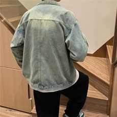 美式高街Vibe黄泥做旧水洗牛仔夹克复古潮牌拉链外套男V5001-P65，男装夹克，星座1008