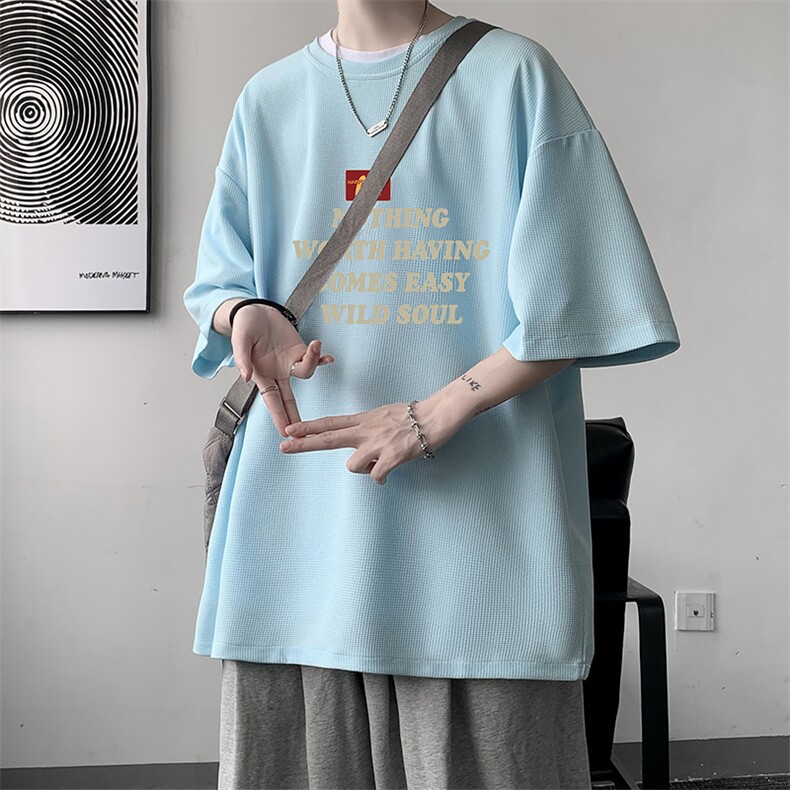 华夫格t恤男短袖男大码五分袖大皂风HT73363-P22,男装T恤,电商A040