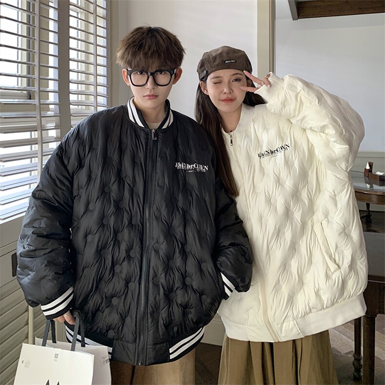 1港风情侣定制面料大码M-5XL保暖棒球领羽绒服外套8709P168控229，男装羽绒服，星座226-2