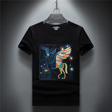 潮牌短袖T恤夏季男简欧货燙钻印花亮片大码休闲圆领A4409-P68,男装T恤,电商A227B(原钱塘4066-1),四季星座 潮牌短袖T恤夏季男简欧货燙钻印花亮片大码休闲圆领A4409-P68,男装T恤,电商A227B(原钱塘4066-1),四季星座