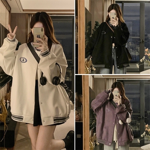A341-P100 vintage拼接棒球服春秋新款设计感小众夹克外套图片