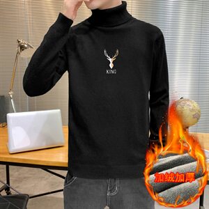 冬季可翻高领毛衣加厚保暖大码刺绣毛衫打底针织衫焦M255加绒P43图片