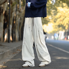 重磅工装裤男春季阔腿cleanfit拼接解构褶皱弯刀裤子K0261-P48，男装工装外套，星座308B-2