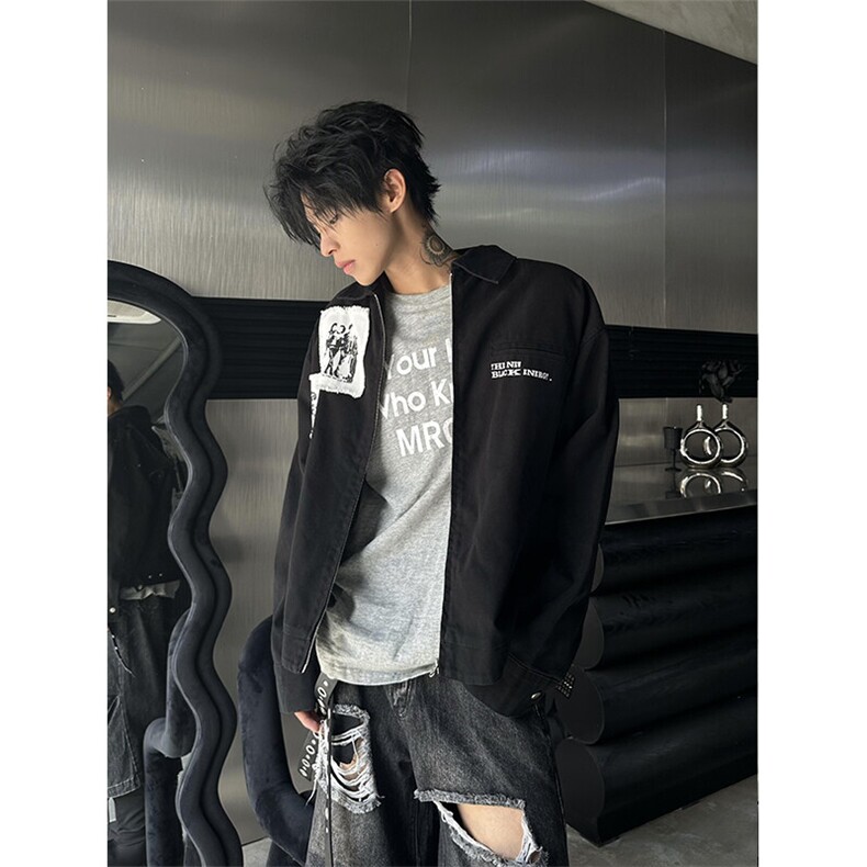 贴布设计底特律工装夹克美式复古宽松休闲外套JK9325特P85,男装夹克,星座908-1