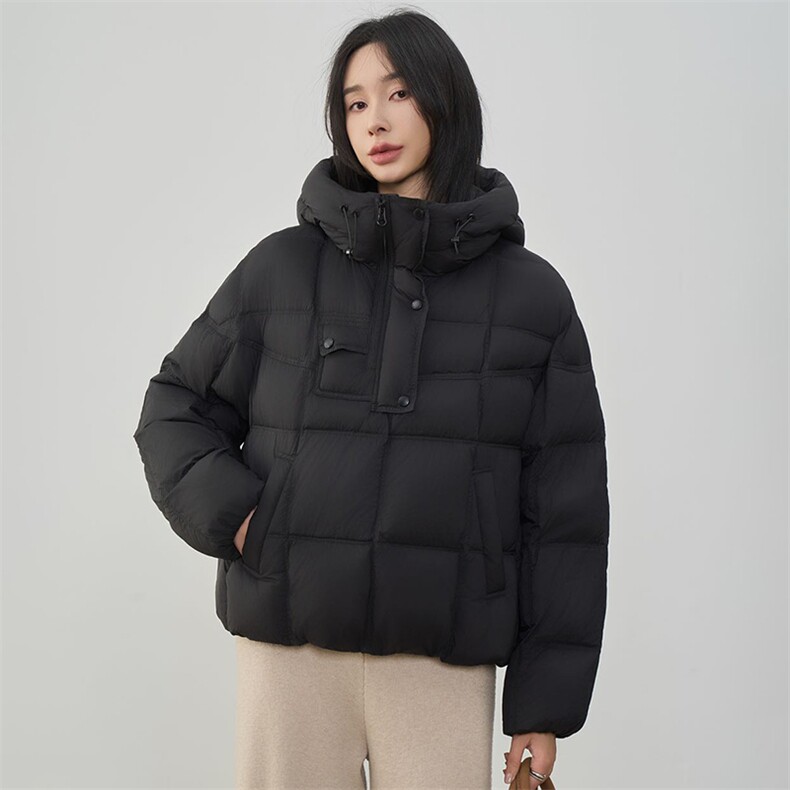 现货2025年冬季新款90白鸭羽绒休闲风套头羽绒服女外套,女装羽绒服,阳光伊恋