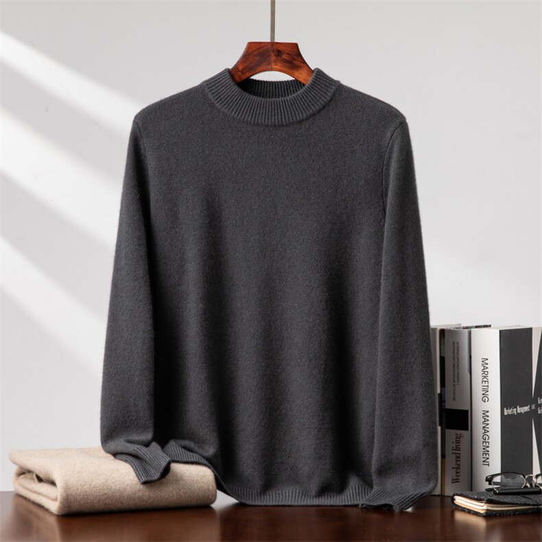 男士秋冬季新款舒适简约休闲圆领羊绒衫，男装羊绒套衫，台绒羊绒