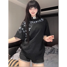 万针全刺绣工艺抖音得物高品质260克重磅纯棉双纱美式高街短袖T恤，男装T恤，电商A486