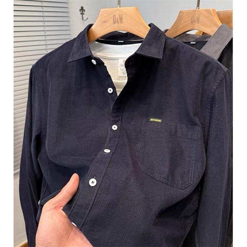 灯芯绒工装长袖衬衫男春秋冬季宽松百搭休闲衬衣外套上衣CS382,男装衬衫,星座1116A（原606A-3）