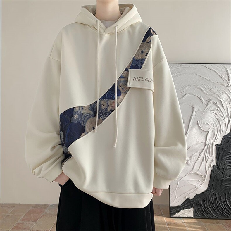 秋季现货拼接连帽高品质百搭卫衣A059-WY7868-P45控68,男装卫衣,电商A059