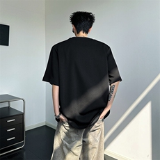 男士垫肩短袖T恤新款潮流宽松流苏设计百搭短袖上衣，男装T恤，星座410-7