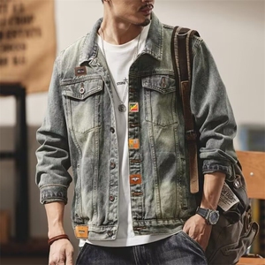 美式高级感牛仔外套男做旧牛仔衣翻领宽松夹克JK368-P69