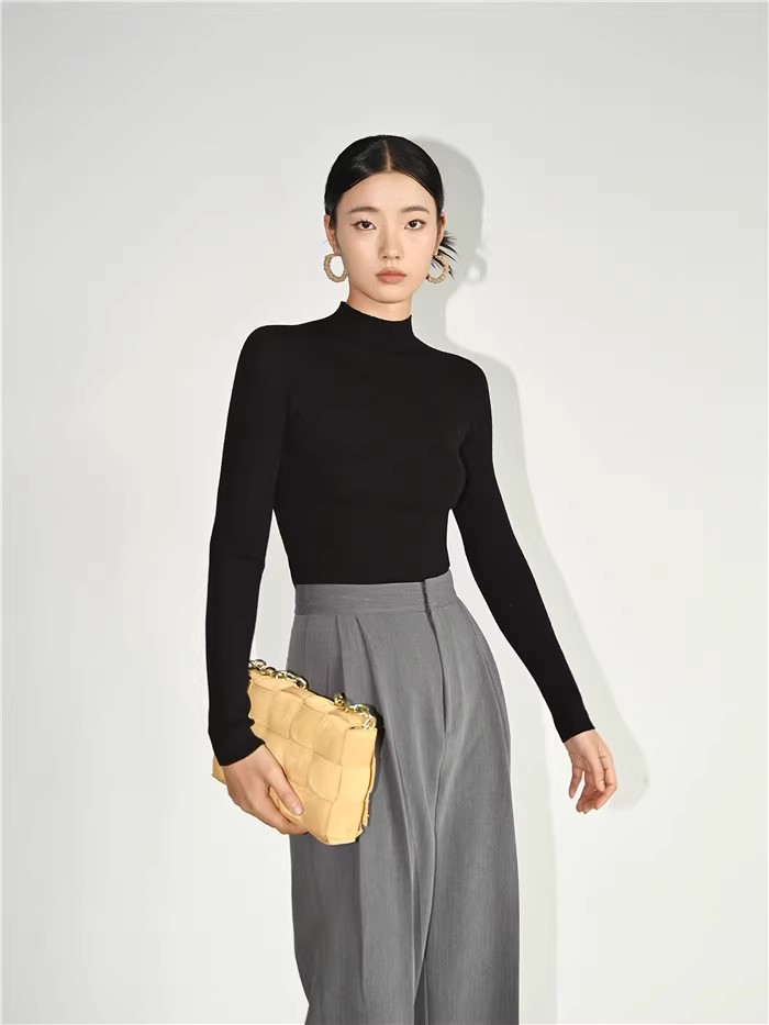 半高领毛衣女秋冬新款时尚纯色简约百搭针织衫,针织衫/毛衣,挚尚羊绒