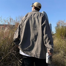 美式复古水洗破洞牛仔外套男女oversize设计感上衣春秋JK891-P75，男装夹克，星座1001-1