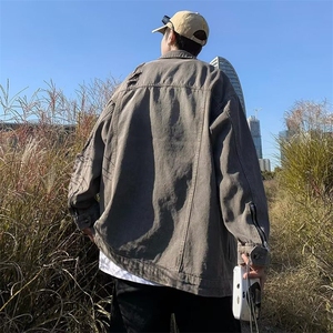 美式复古水洗破洞牛仔外套男女oversize设计感上衣春秋 JK891-P75图片