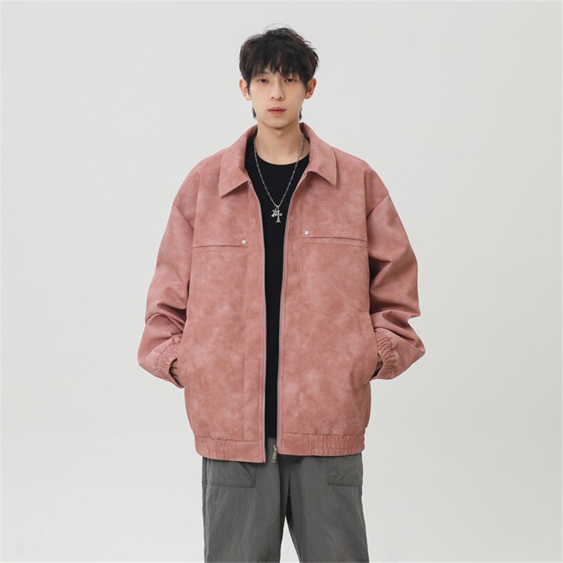 PU皮工装翻领夹克2025秋季痞帅潮流二开外套XZ301b-2-JK2591P75,男装夹克,星座301B-2（原A443-1）