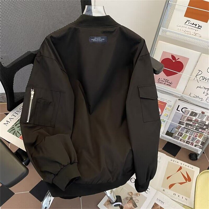 美式飞行员夹克男潮新款小众高街设计感宽松棒球服外套W1888-p63,男装夹克,星座1008