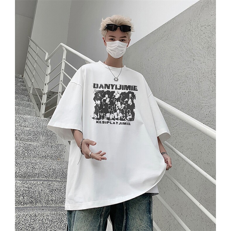 纯棉印花T恤XY5535-TP25控价38青少年夏季2024潮流印花百搭短袖,男装T恤,电商A102-1