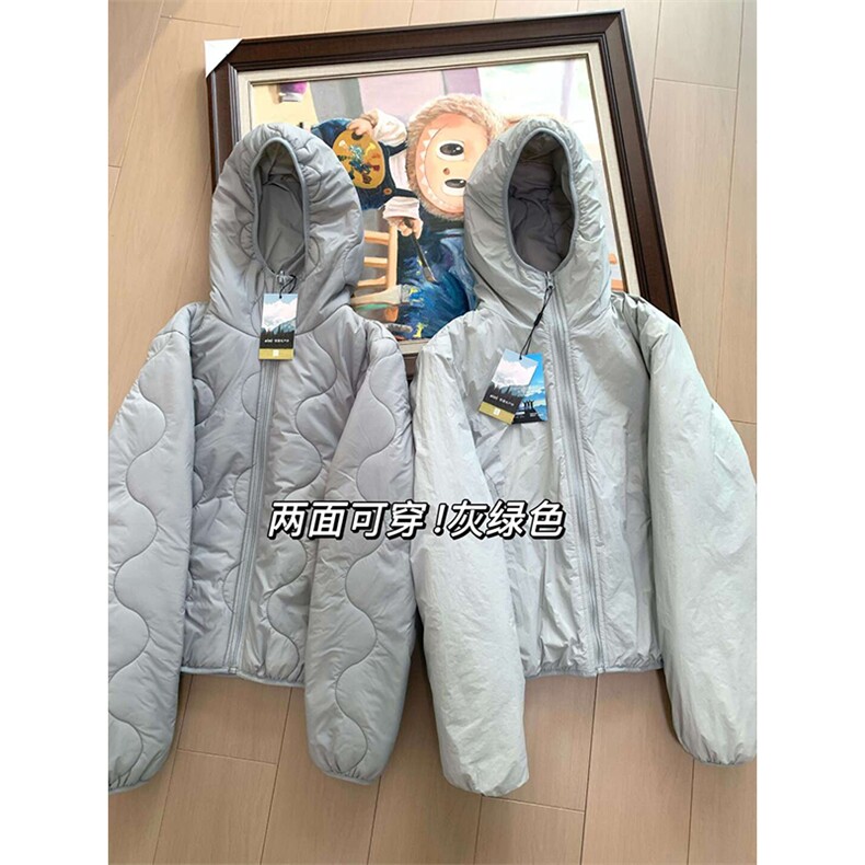 高品 气绒服（两面穿）短宽版轻量化 连帽棉服棉衣男女 A1225-P88图片