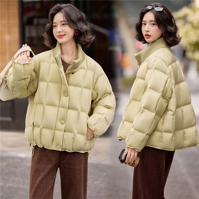 2025年冬季90白鸭绒针织立领羽绒服保暖厚款韩版网红通勤简约加厚，女装羽绒服，众宇琦