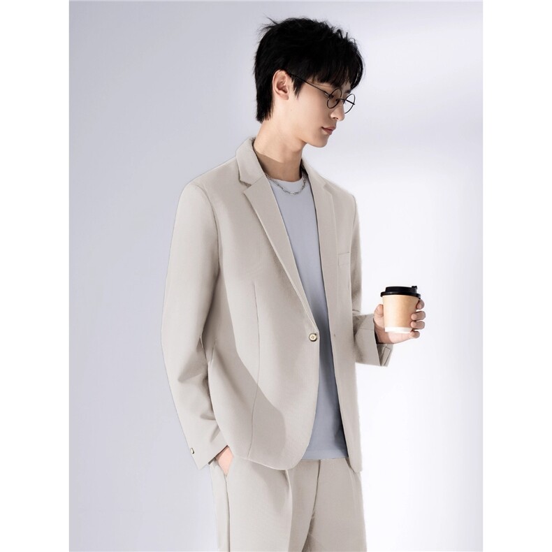 高级感免烫垫肩小西装男士外套春秋季商务风休闲西服上衣WY089,男装西服套装,星座516A