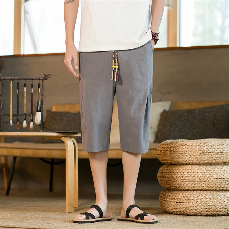 23新夏季棉麻风哈伦裤灯笼裤阔腿五分裤K69，男装牛仔裤，星座225-6