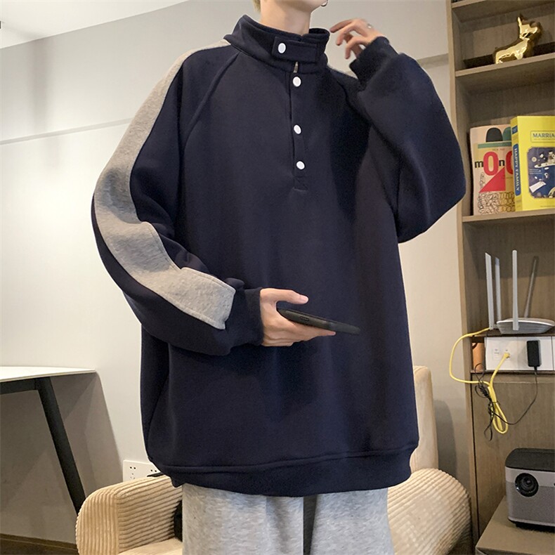 秋季新款重磅420克重拼接套头卫衣W2312-P55,男装卫衣,电商A036A