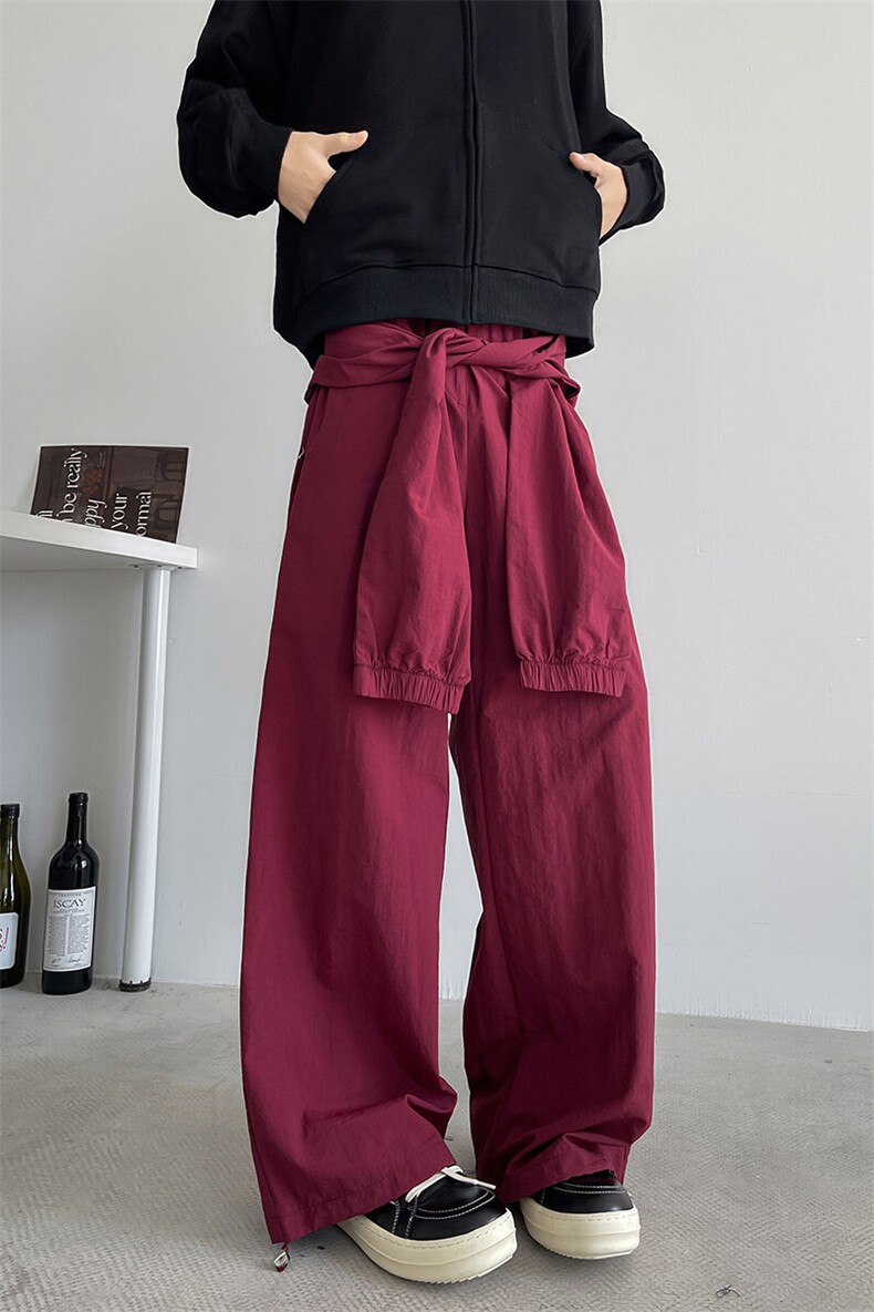 8XL-M休闲裤男美式高街纯色绑带宽松跳舞直筒裤潮K9127P68控98,男装休闲裤,电商D206-1