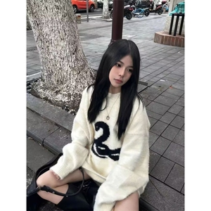 MM145-P68 秋冬加厚毛衣男韩版潮流宽松日系针织衫港风慵懒线衣图片