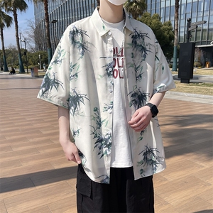 精品花衬衫大码男短袖夏季痞帅休闲上衣服外套翻领衬衣A012/P35图片