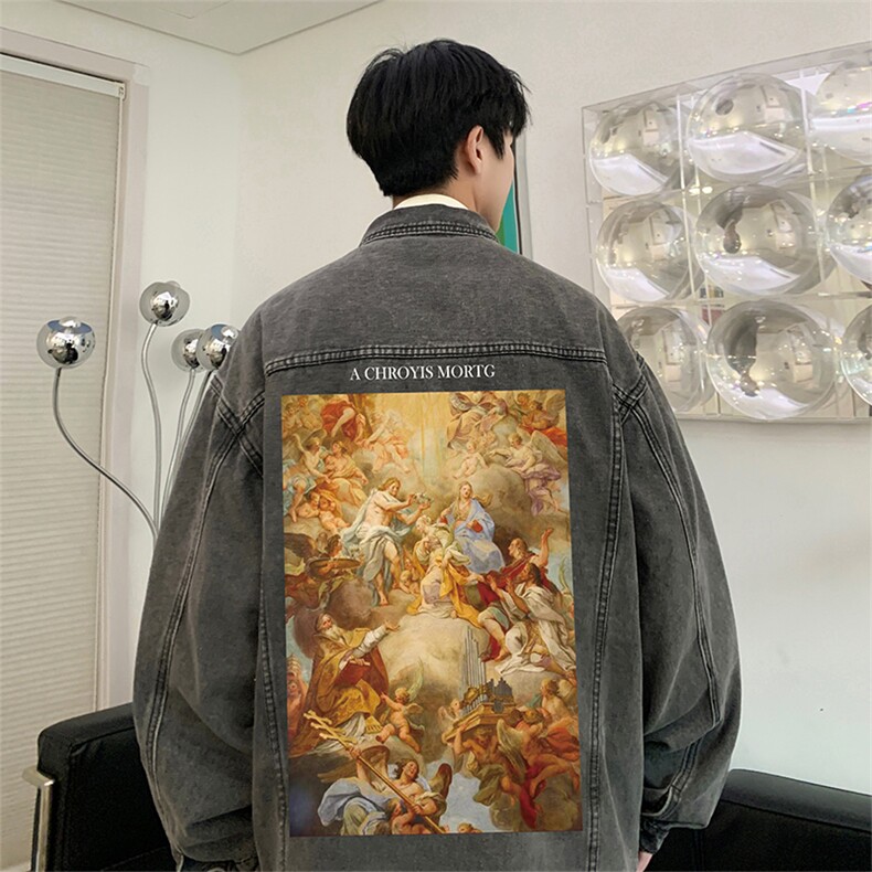 直播品质美式高街扎染印花复古水洗牛仔衣潮流夹克外套NZ17特65,男装夹克,电商A486