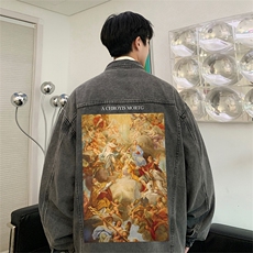 直播品质美式高街扎染印花复古水洗牛仔衣潮流夹克外套NZ17特65，男装夹克，电商A486